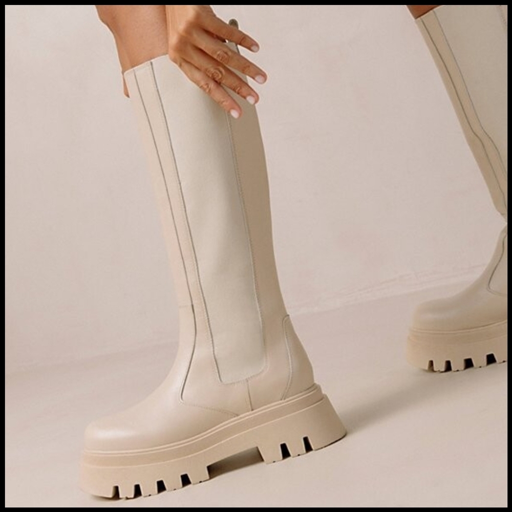 Alohas Go Getter Tall Boots in Cream